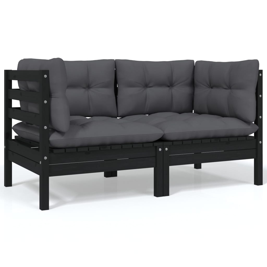 Loungegrupp Med Antracit Dynor 8 Delar Massiv Furu