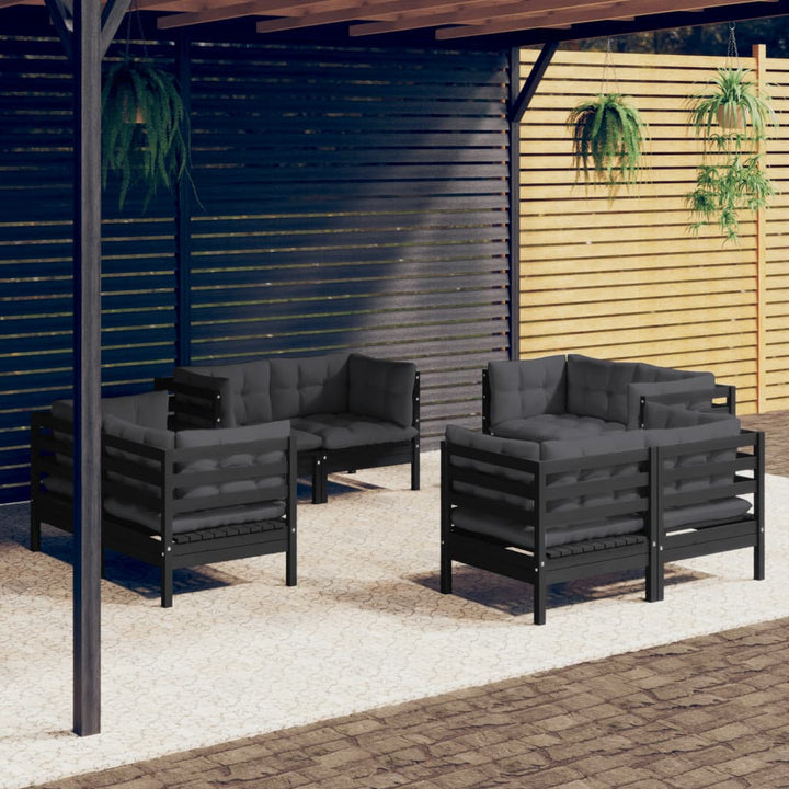 Loungegrupp Med Antracit Dynor 8 Delar Massiv Furu