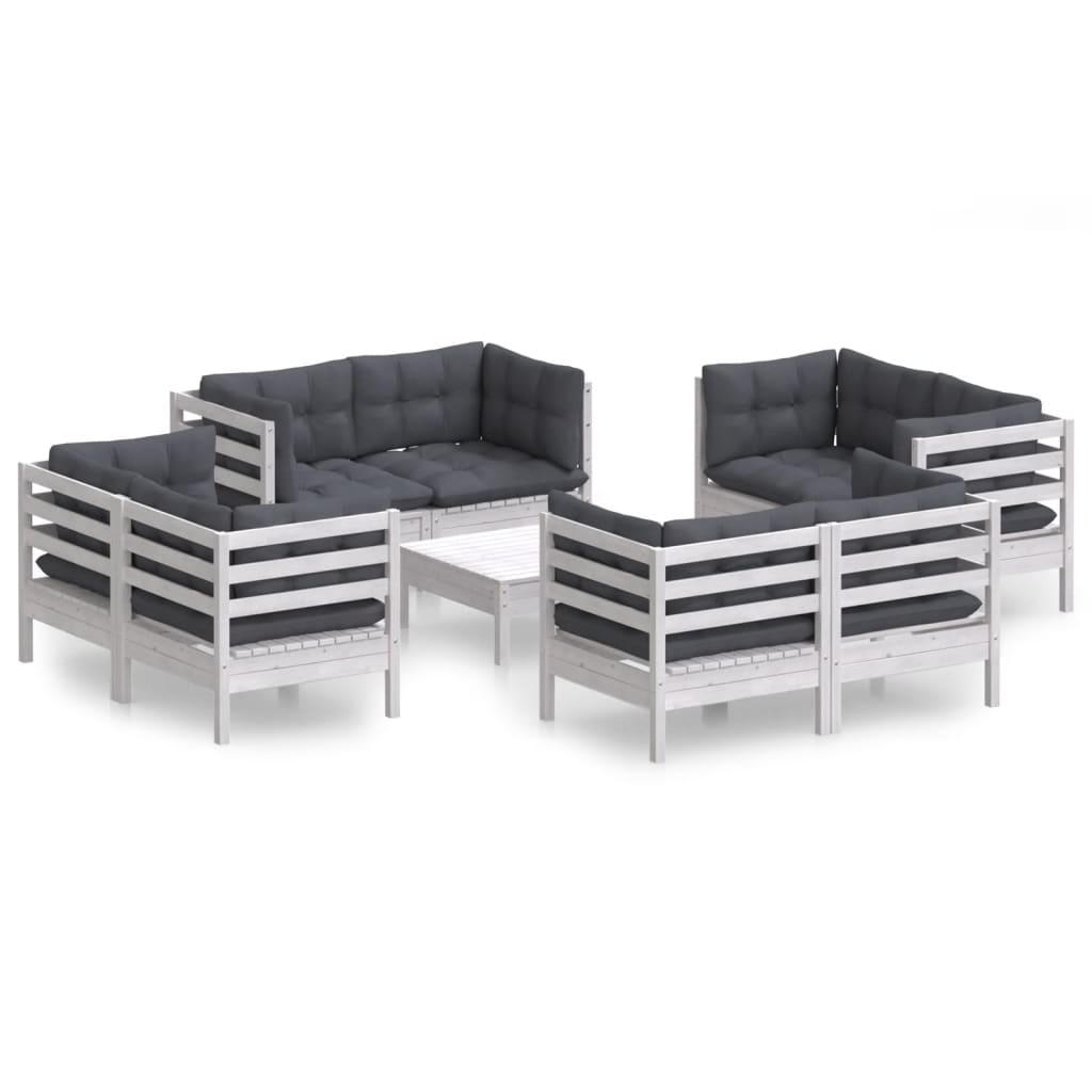 Loungegrupp Med Antracit Dynor 9 Delar Massiv Furu