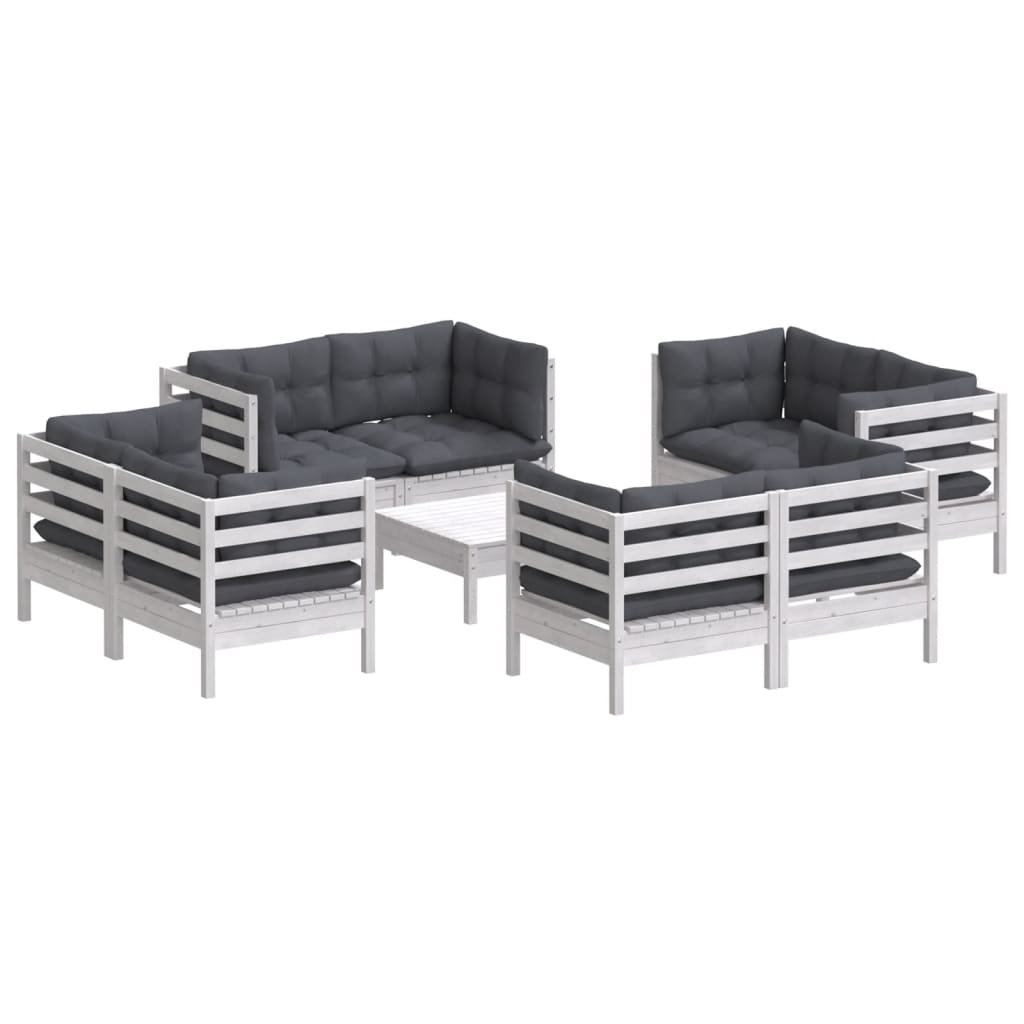 Loungegrupp Med Antracit Dynor 9 Delar Massiv Furu