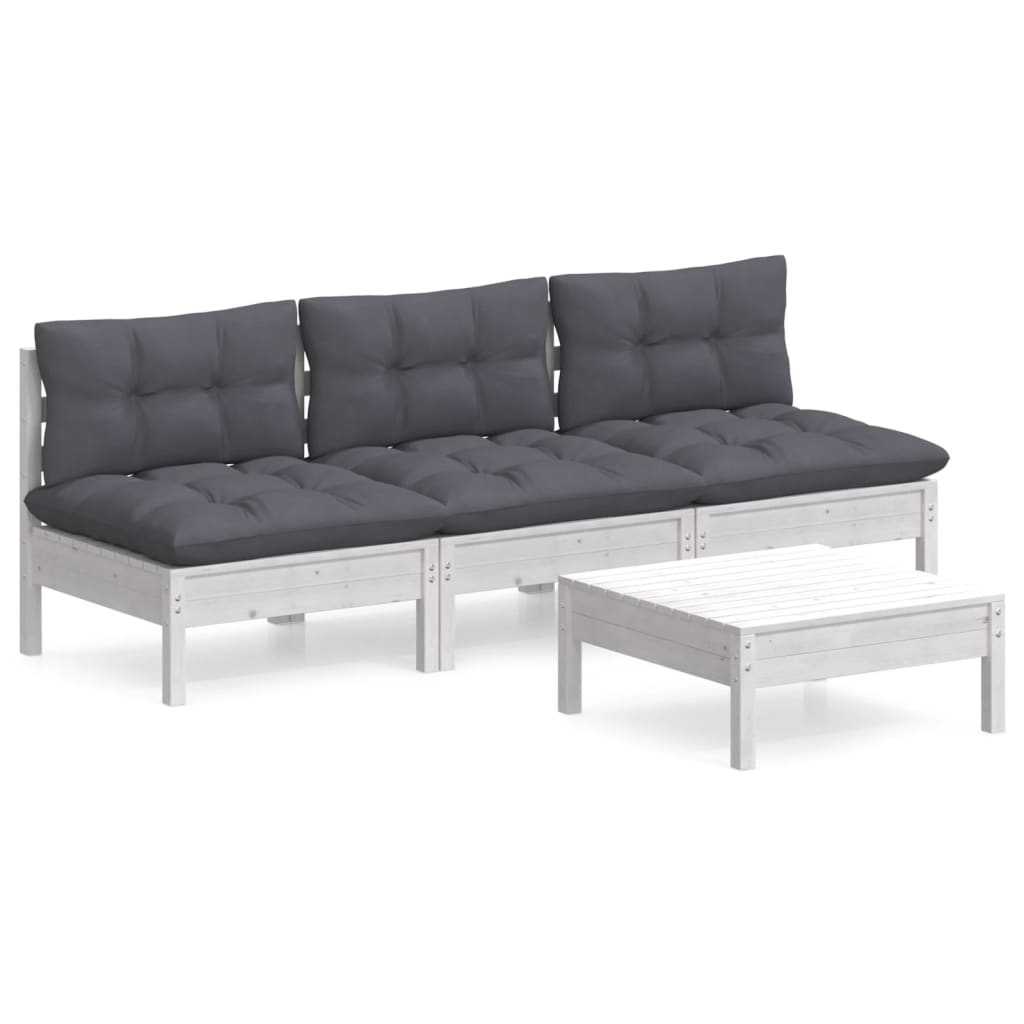 Loungegrupp Med Antracit Dynor 4 Delar Massiv Furu