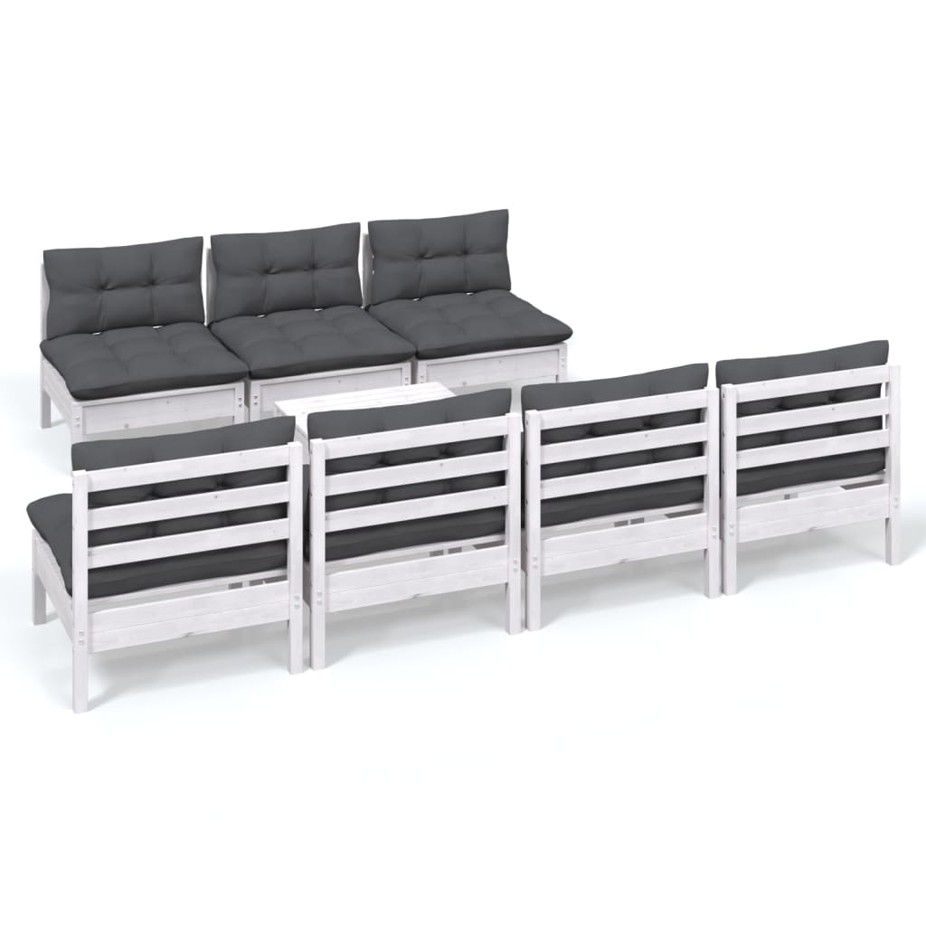 Loungegrupp Med Antracit Dynor 8 Delar Massiv Furu