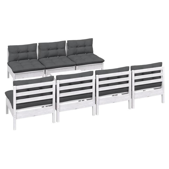 Loungegrupp Med Antracit Dynor 8 Delar Massiv Furu