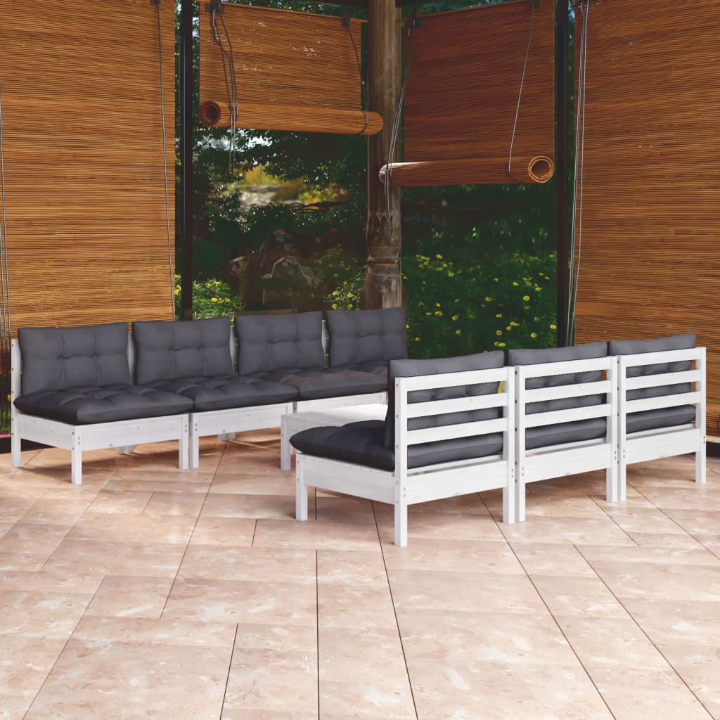 Loungegrupp Med Antracit Dynor 8 Delar Massiv Furu