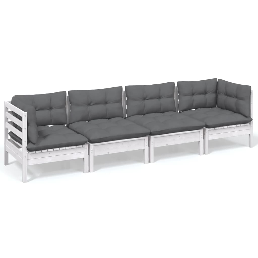 Loungegrupp Med Dynor 4 Delar Massiv Furu