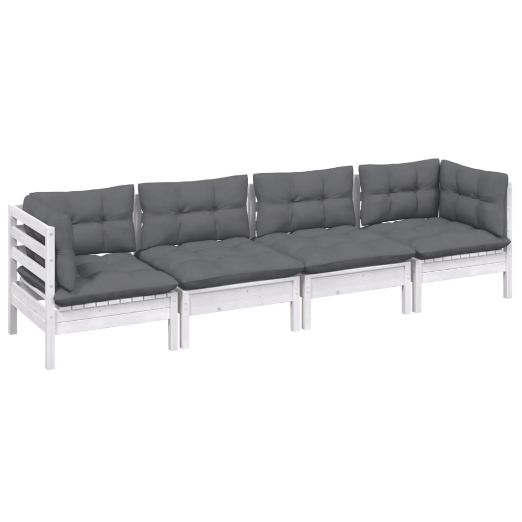 Loungegrupp Med Dynor 4 Delar Massiv Furu