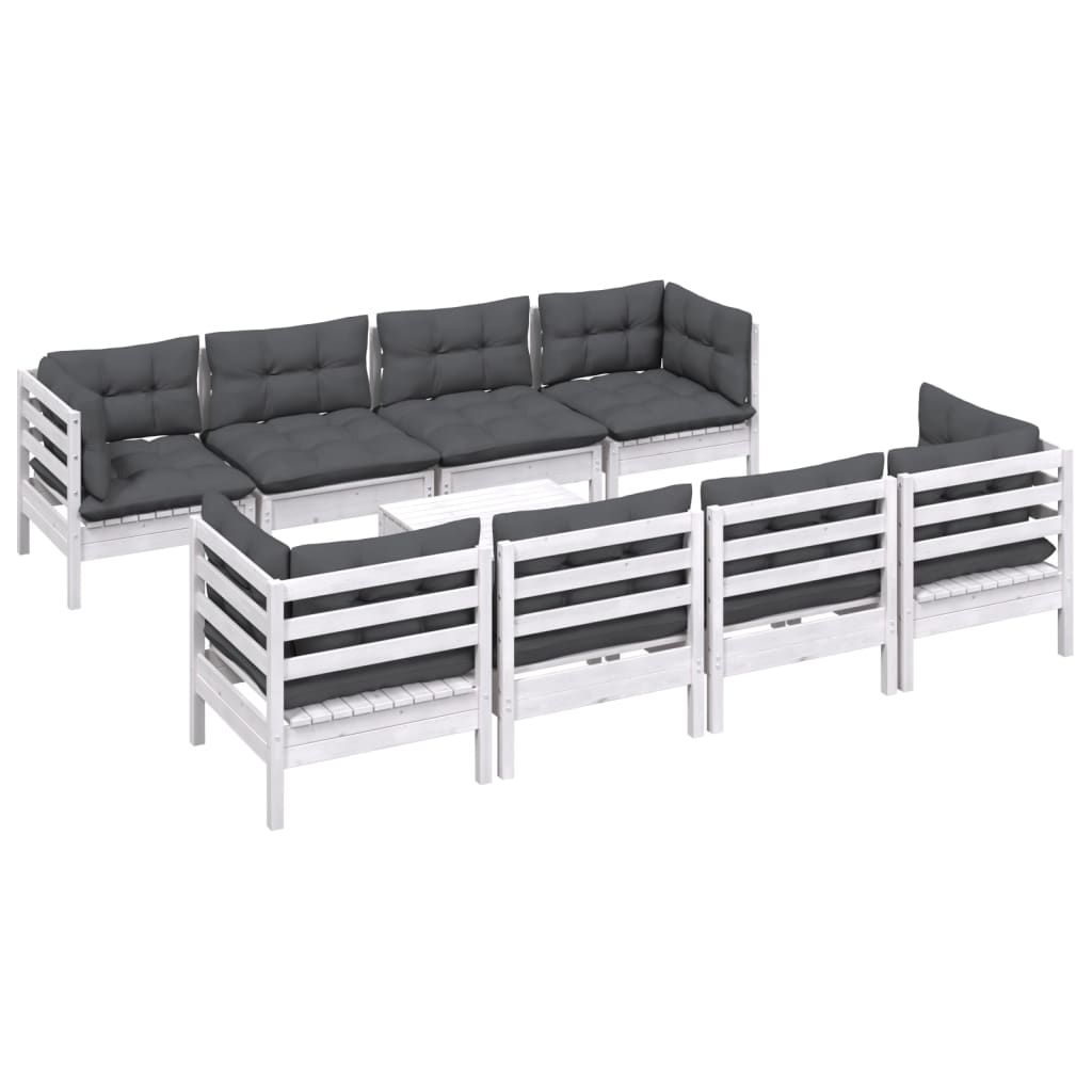 Loungegrupp Med Dynor 9 Delar Massiv Furu