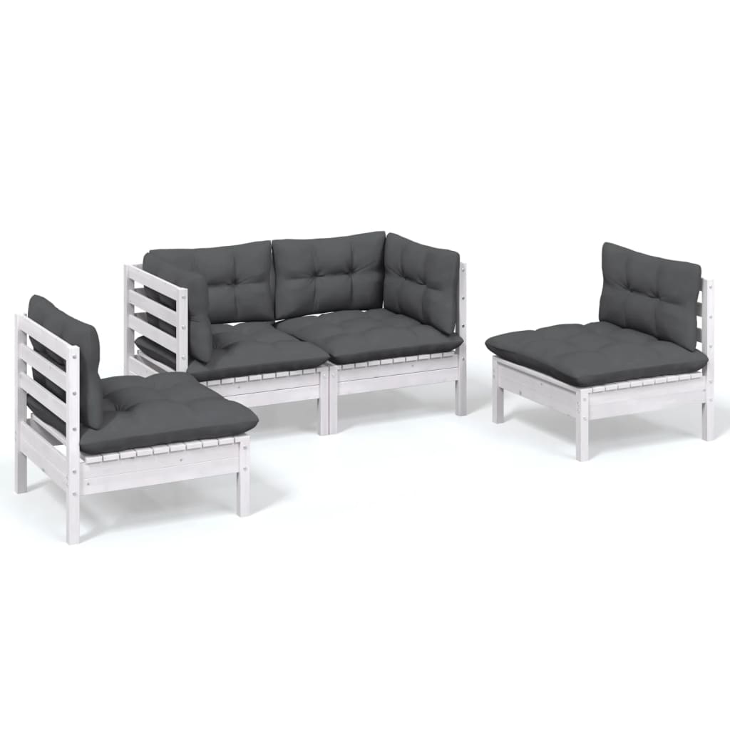 Loungegrupp Med Dynor 4 Delar Massiv Furu
