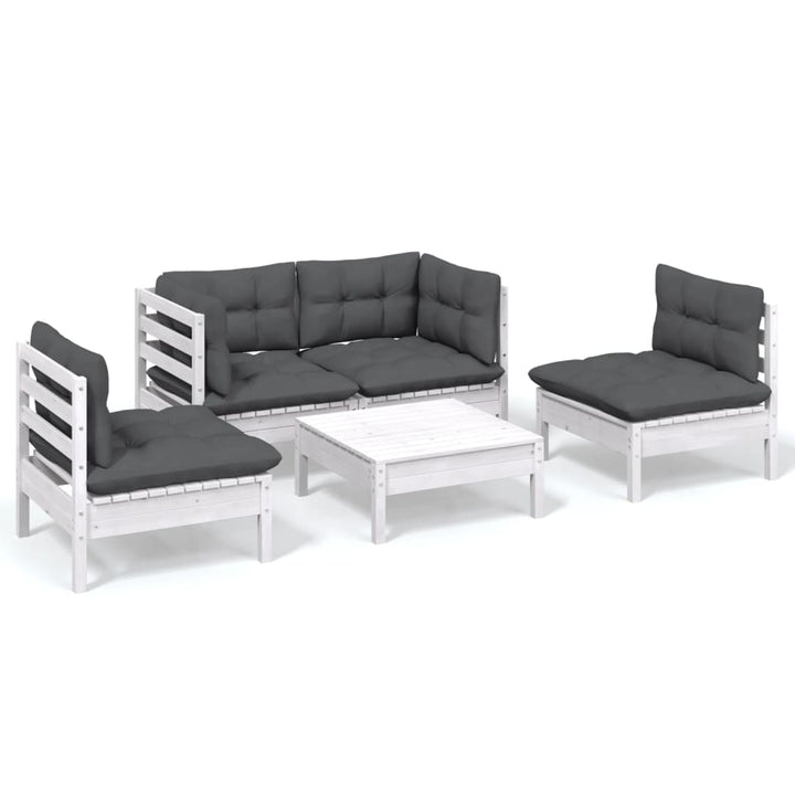 Loungegrupp Med Dynor 5 Delar Massiv Furu