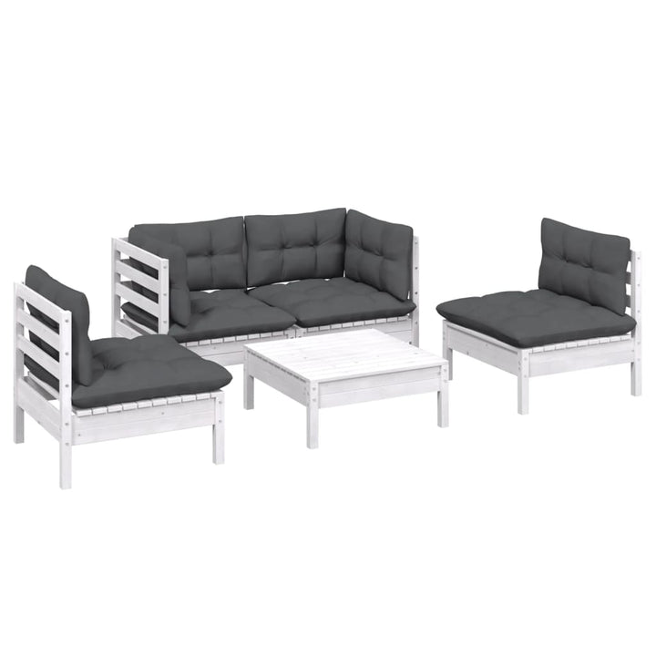 Loungegrupp Med Dynor 5 Delar Massiv Furu