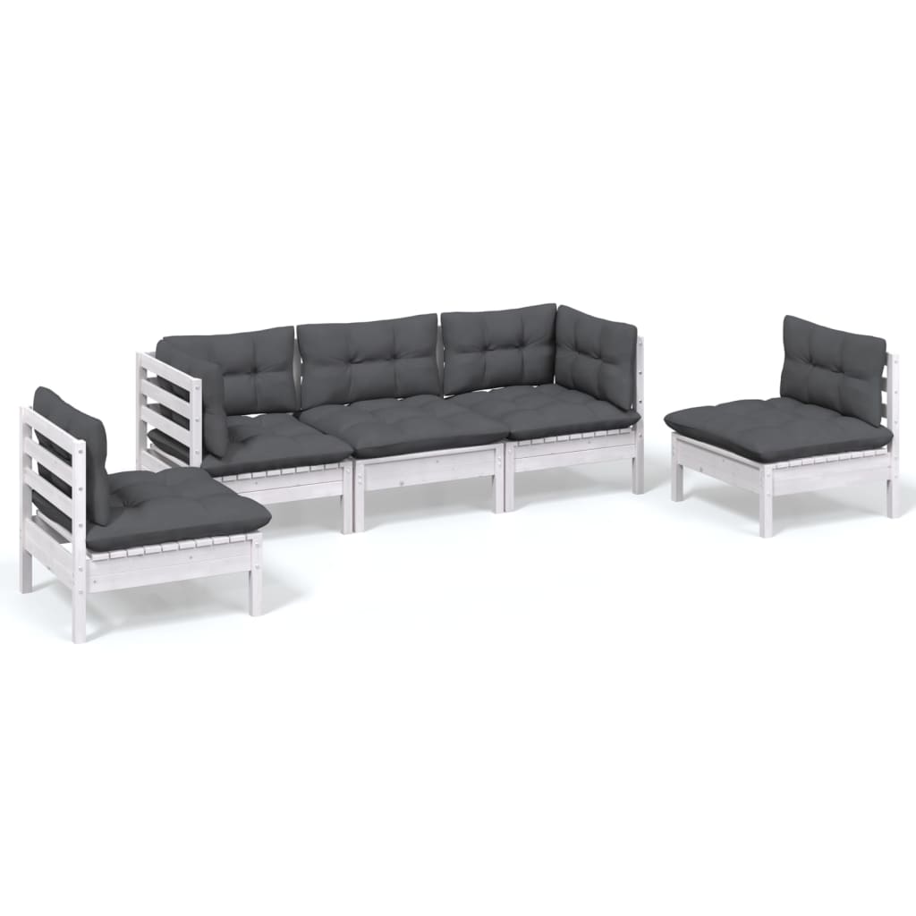 Loungegrupp Med Dynor 5 Delar Massiv Furu