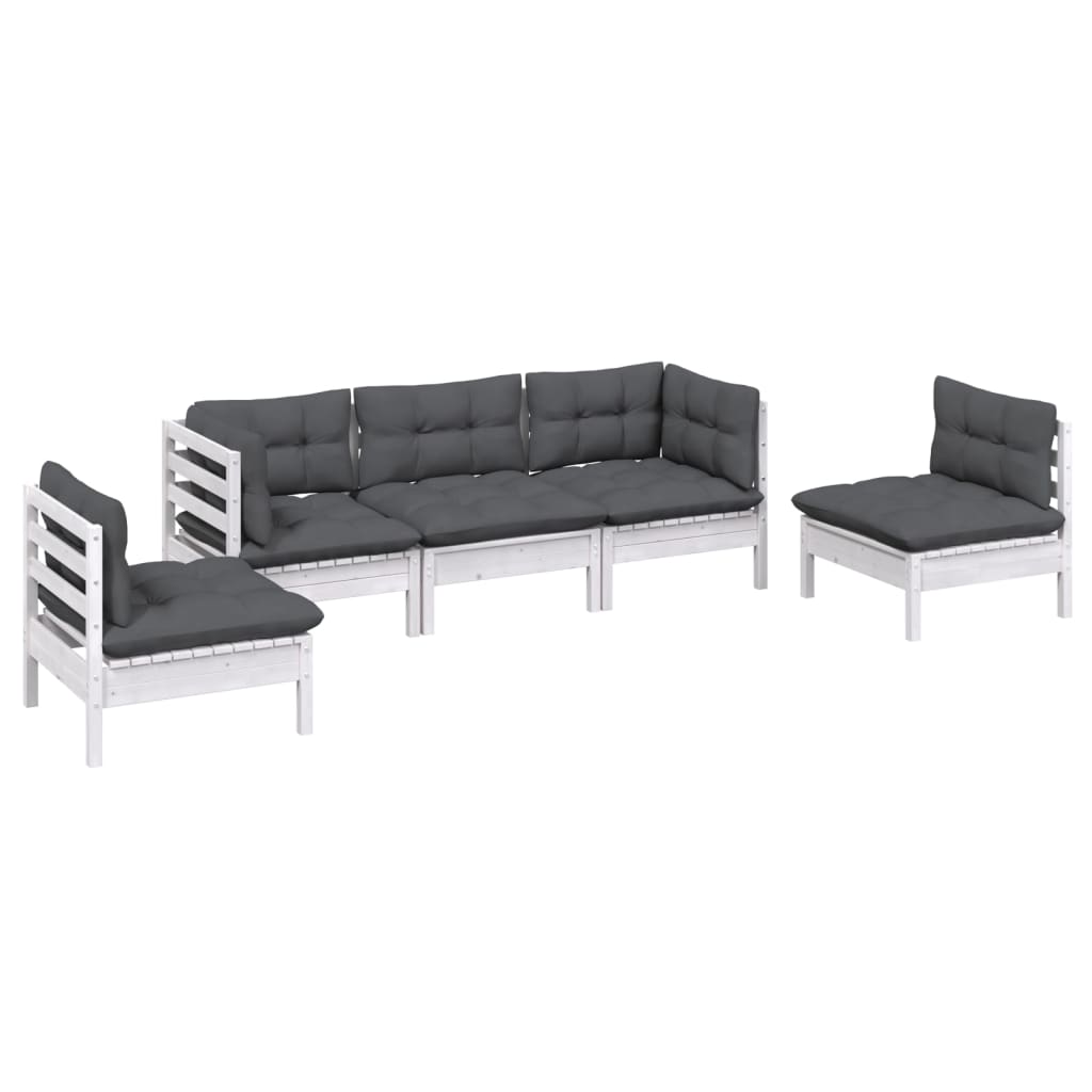 Loungegrupp Med Dynor 5 Delar Massiv Furu