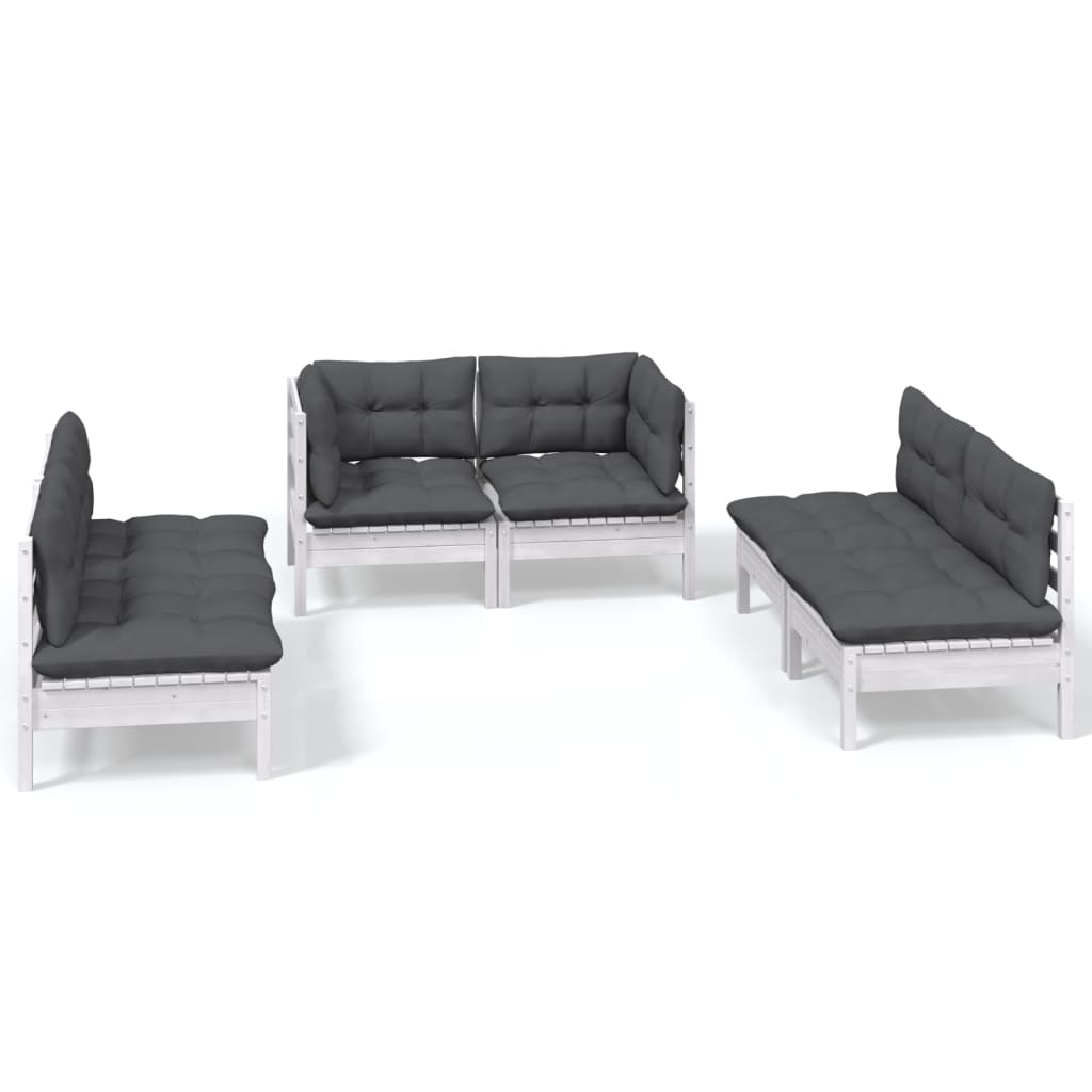 Loungegrupp Med Dynor 6 Delar Massiv Furu