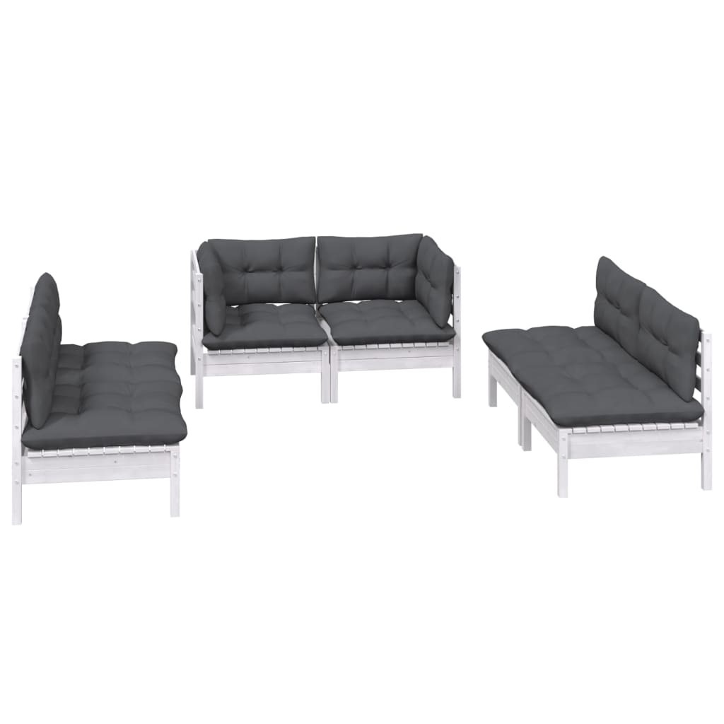 Loungegrupp Med Dynor 6 Delar Massiv Furu
