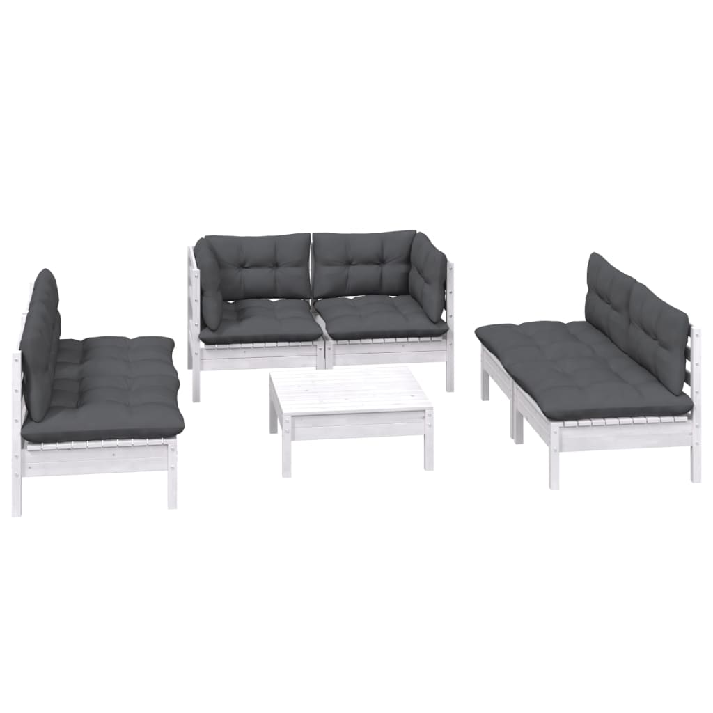 Loungegrupp Med Dynor 7 Delar Massiv Furu