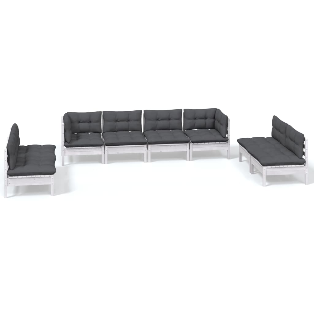 Loungegrupp Med Dynor 8 Delar Massiv Furu