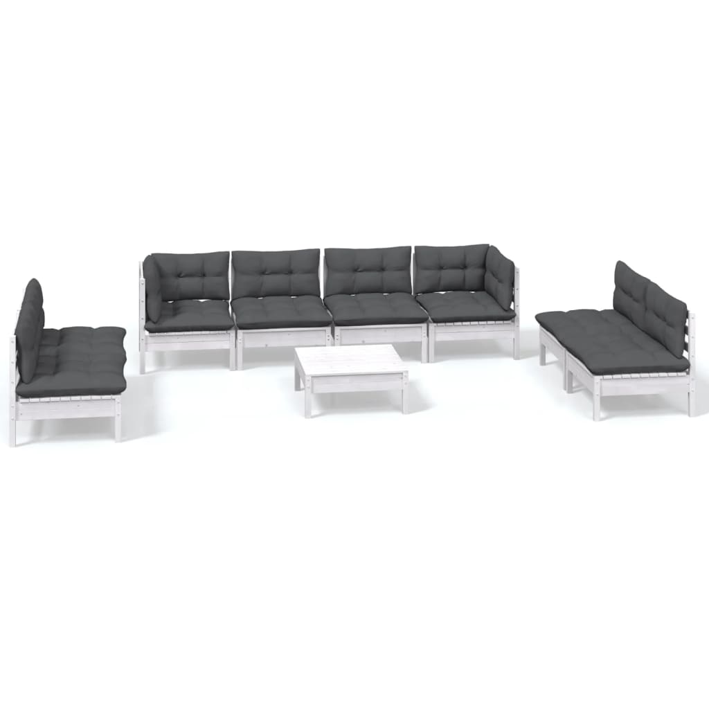 Loungegrupp Med Dynor 9 Delar Massiv Furu