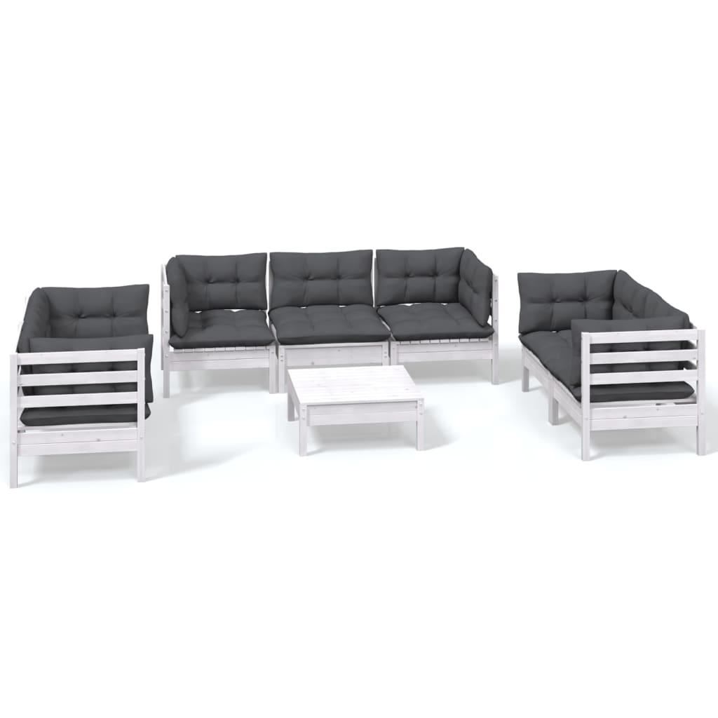 Loungegrupp Med Dynor 8 Delar Massiv Furu