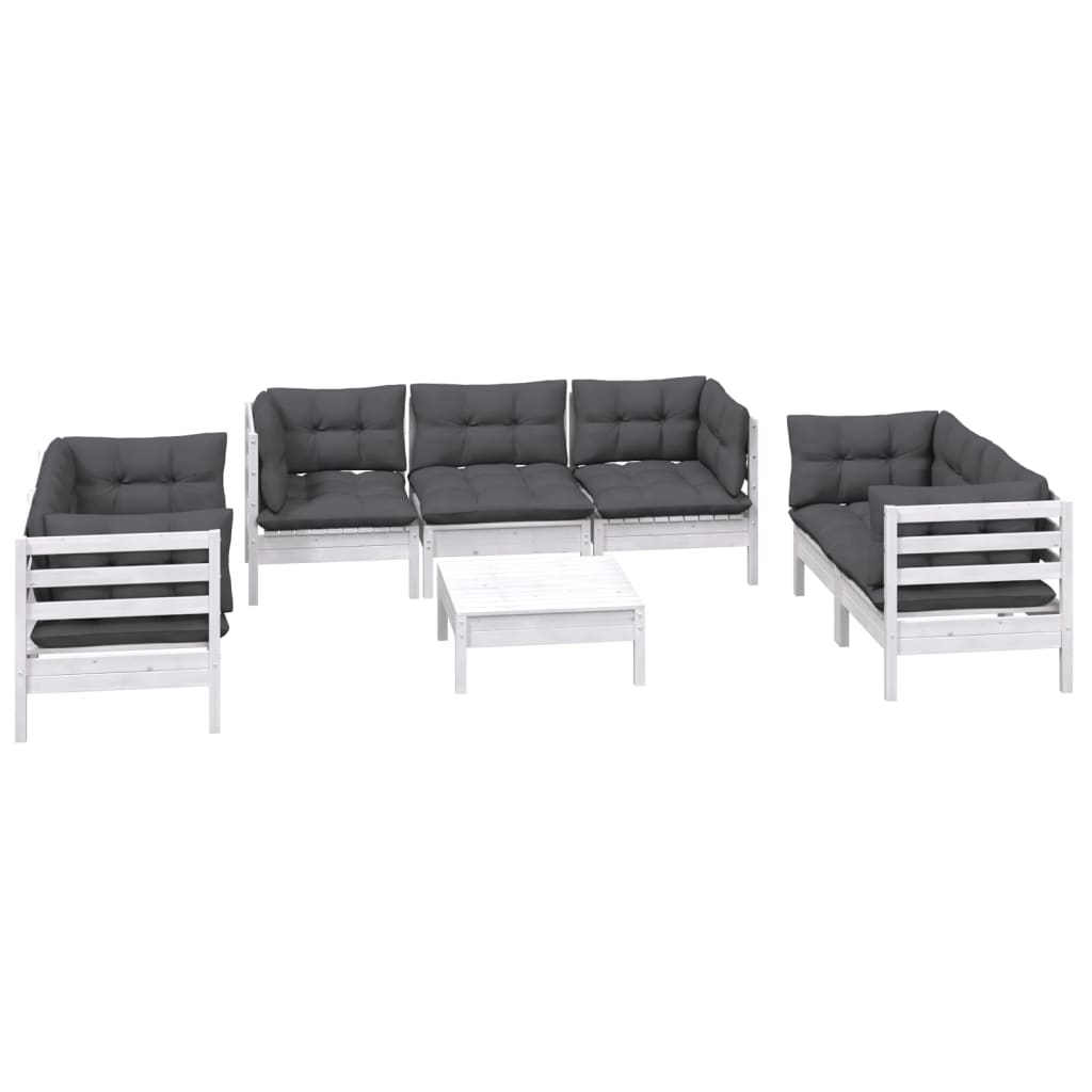 Loungegrupp Med Dynor 8 Delar Massiv Furu