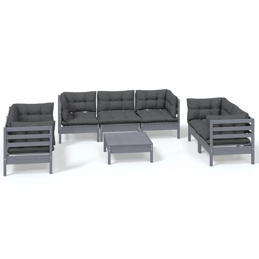 Loungegrupp Med Dynor 8 Delar Massiv Furu