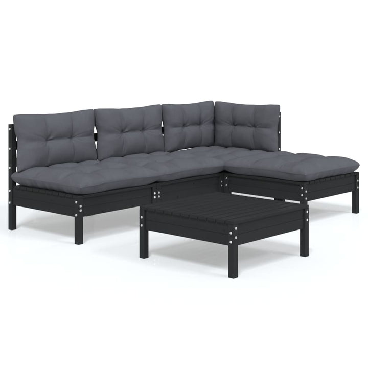Loungegrupp För Trädgården Med Dynor 5 Delar Massiv Furu