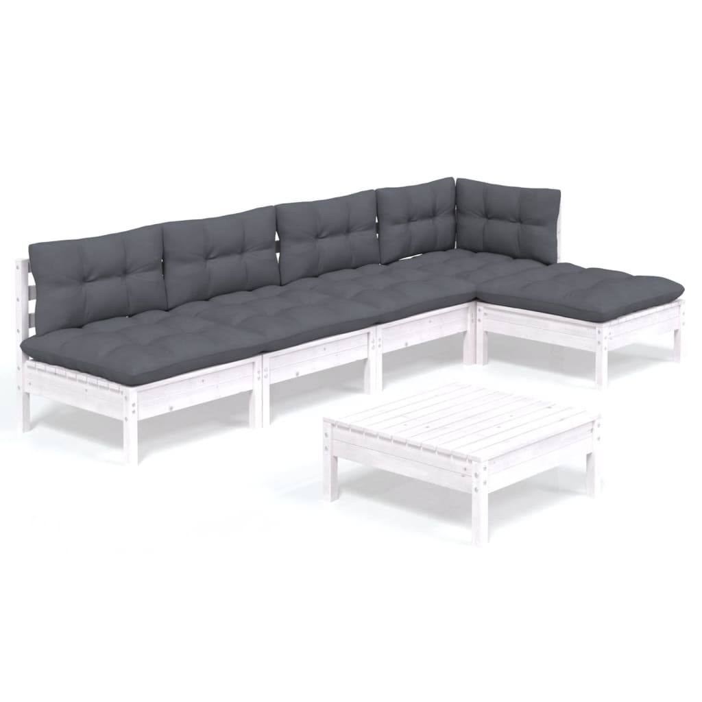 Loungegrupp Med Dynor 6 Delar Massiv Furu