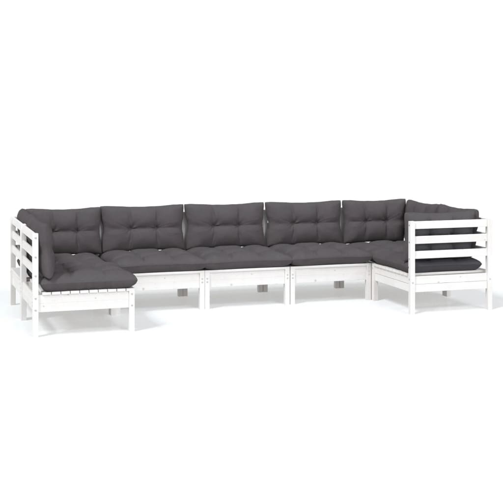 Loungegrupp Med Dynor 7 Delar Massiv Furu