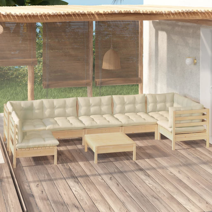 Loungegrupp För Trädgården Med Dynor 8 Delar Massiv Furu