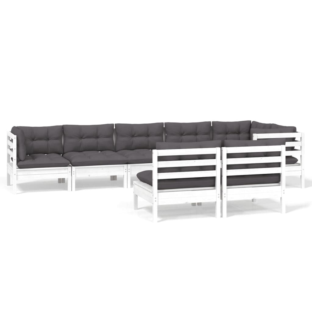 Loungegrupp Med Dynor 8 Delar Massiv Furu
