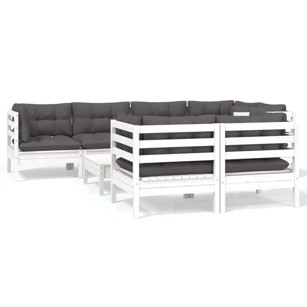 Loungegrupp Med Dynor 8 Delar Massiv Furu