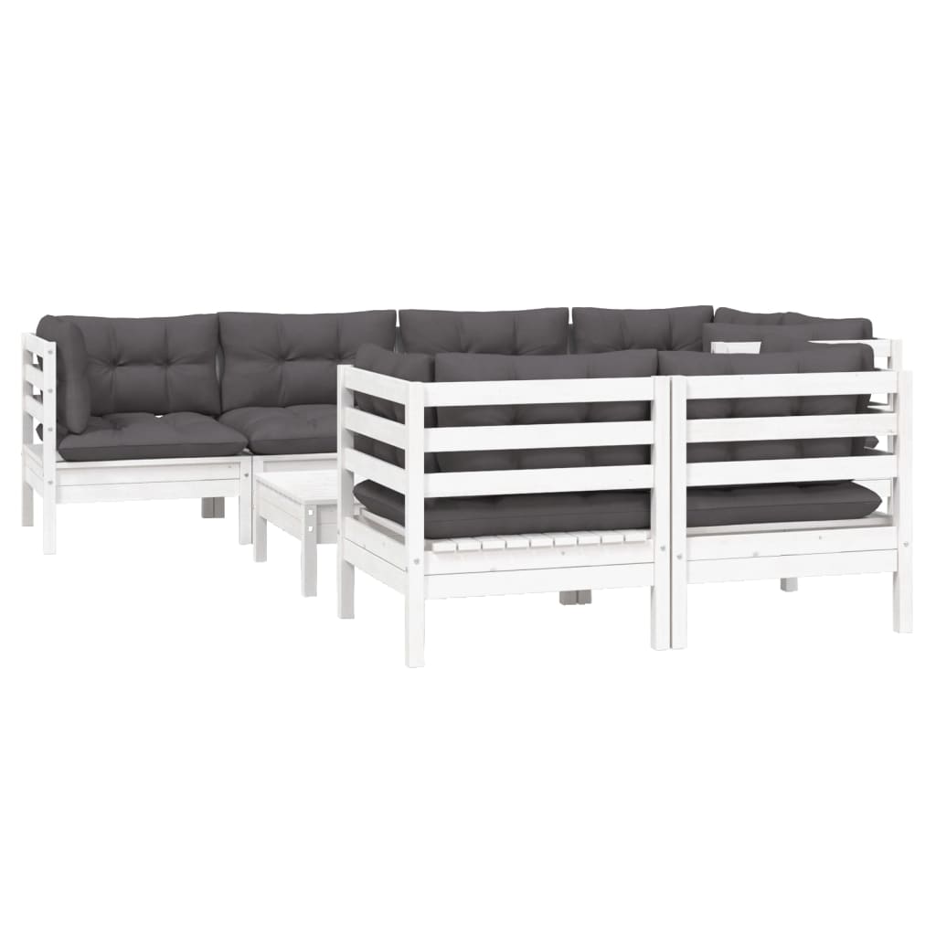 Loungegrupp Med Dynor 8 Delar Massiv Furu