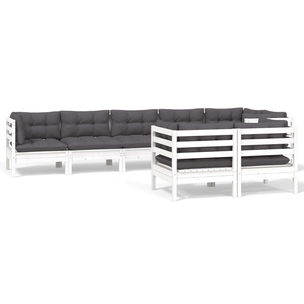 Loungegrupp Med Dynor 8 Delar Massiv Furu