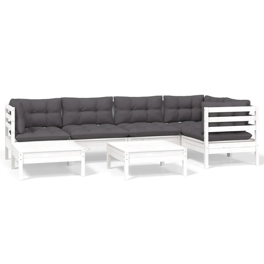 Loungegrupp Med Dynor 7 Delar Massiv Furu
