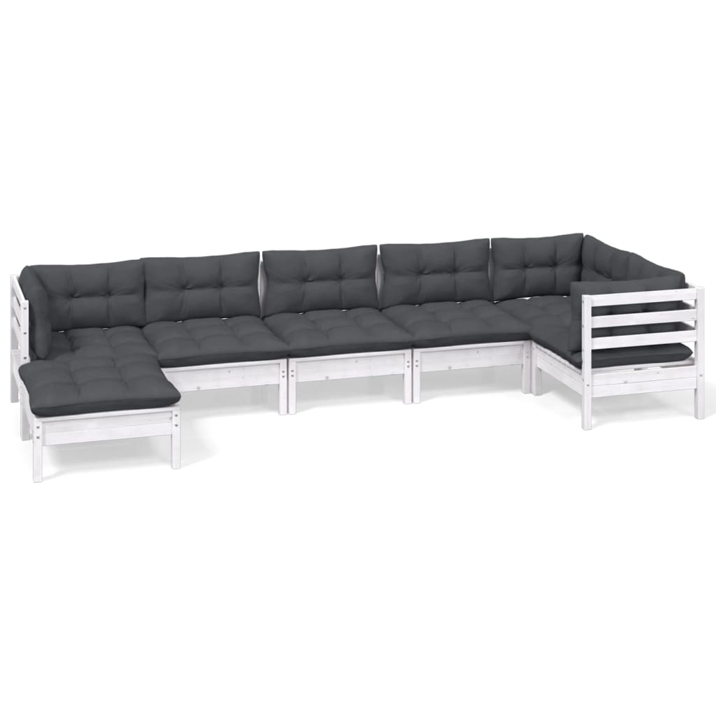 Loungegrupp Med Dynor 7 Delar Massiv Furu