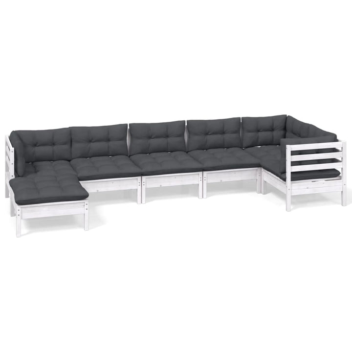 Loungegrupp Med Dynor 7 Delar Massiv Furu