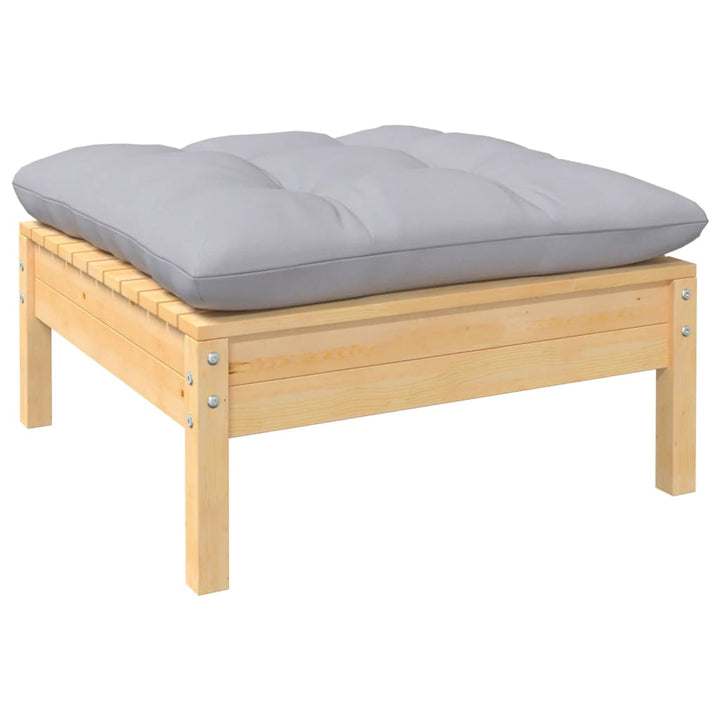 Loungegrupp Med Dynor 9 Delar Grå Furu