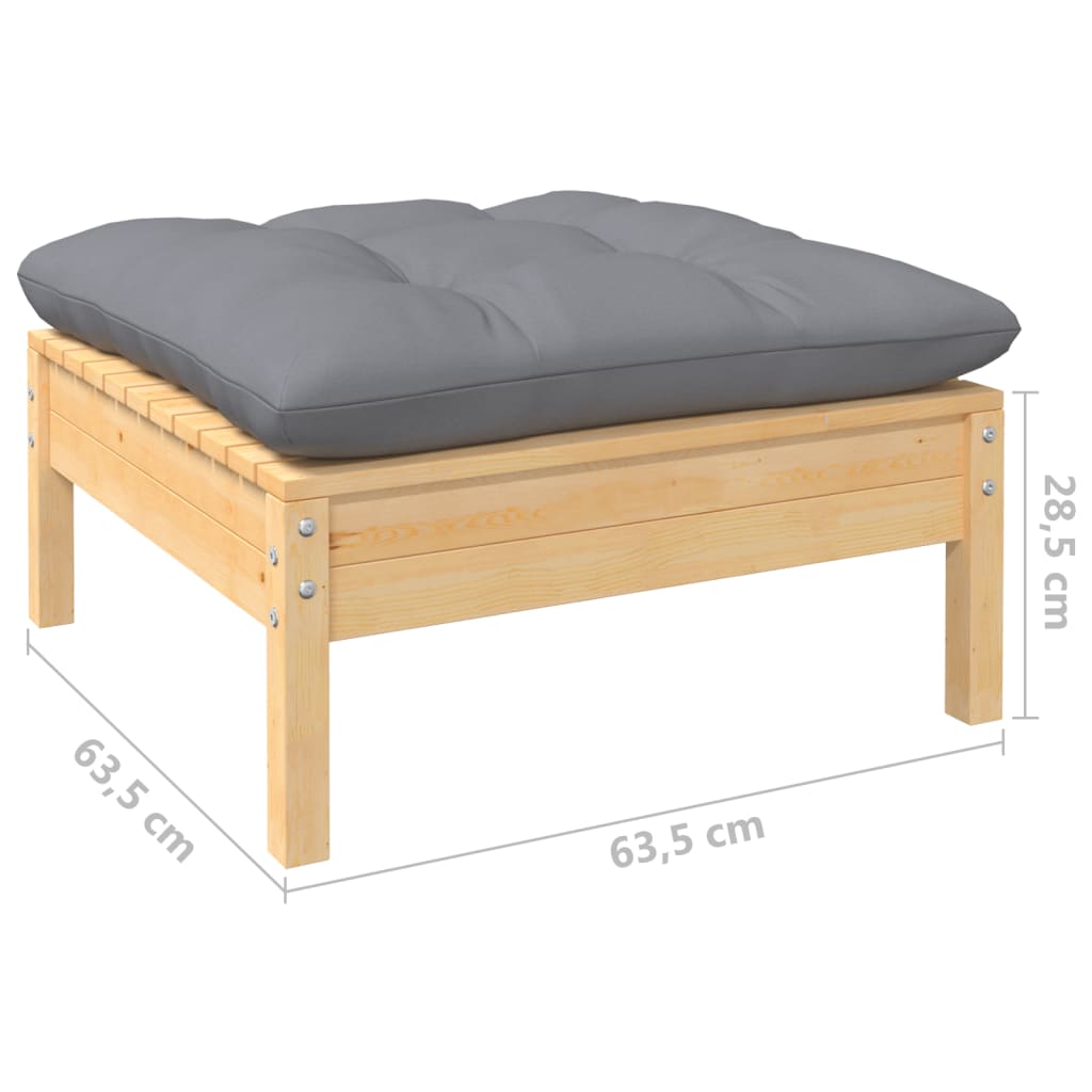 Loungegrupp Med Dynor 9 Delar Grå Furu