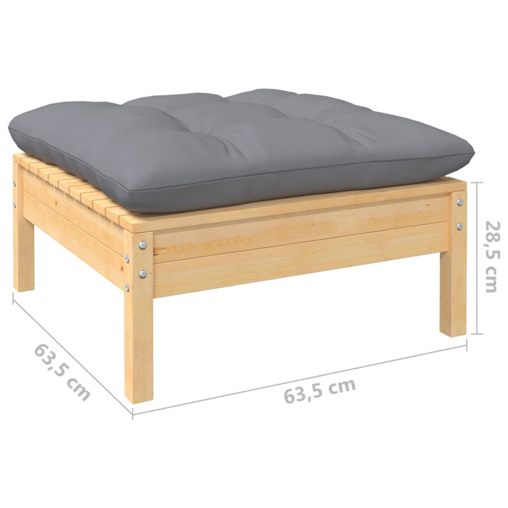 Loungegrupp Med Dynor 9 Delar Grå Furu