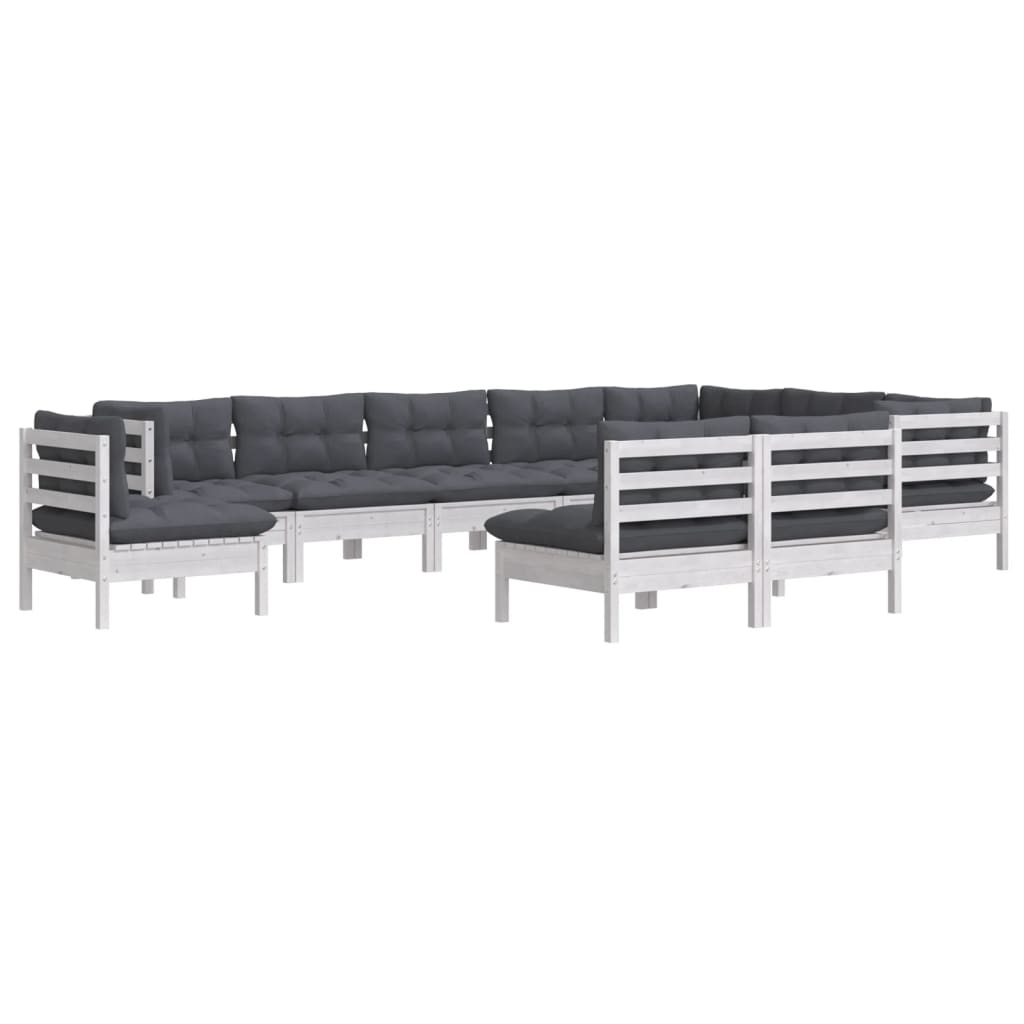 Loungegrupp Med Dynor 10 Delar Massiv Furu