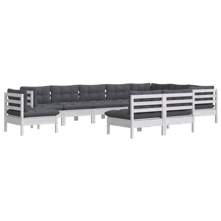 Loungegrupp Med Dynor 10 Delar Massiv Furu