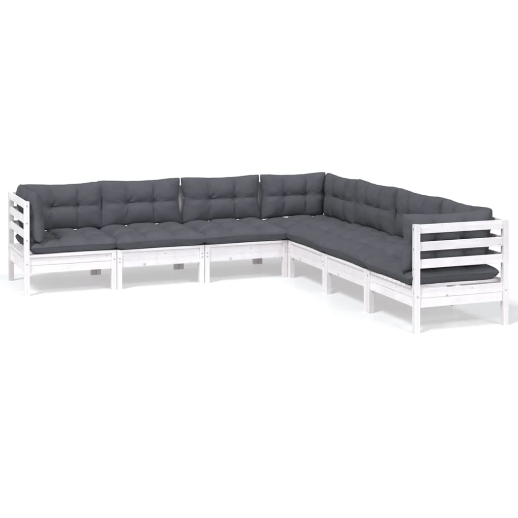 Loungegrupp Med Dynor 7 Delar Massiv Furu