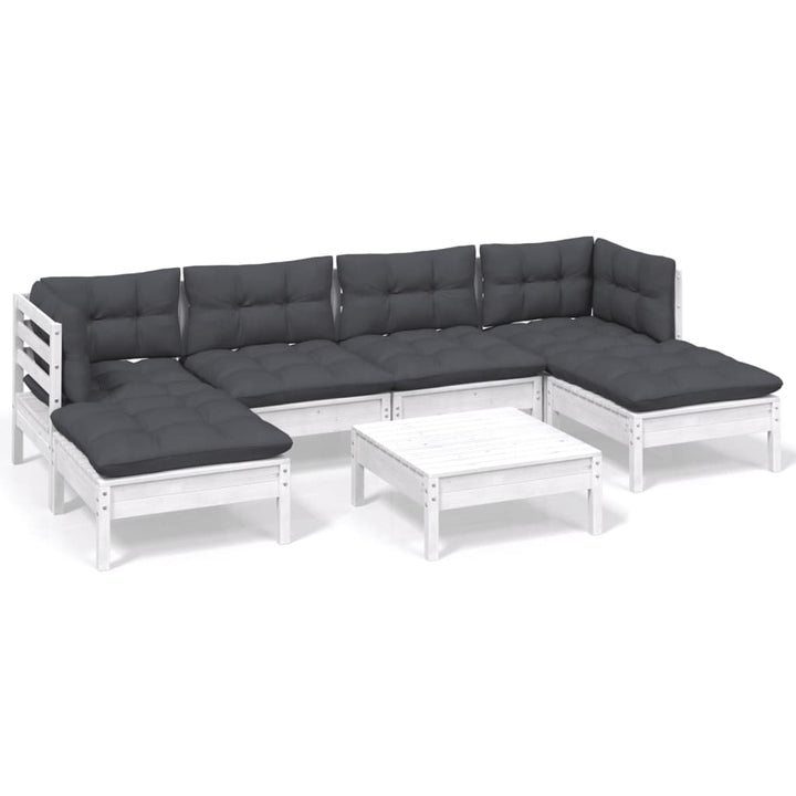 Loungegrupp Med Dynor 7 Delar Massiv Furu