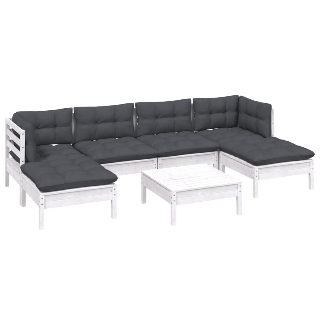 Loungegrupp Med Dynor 7 Delar Massiv Furu
