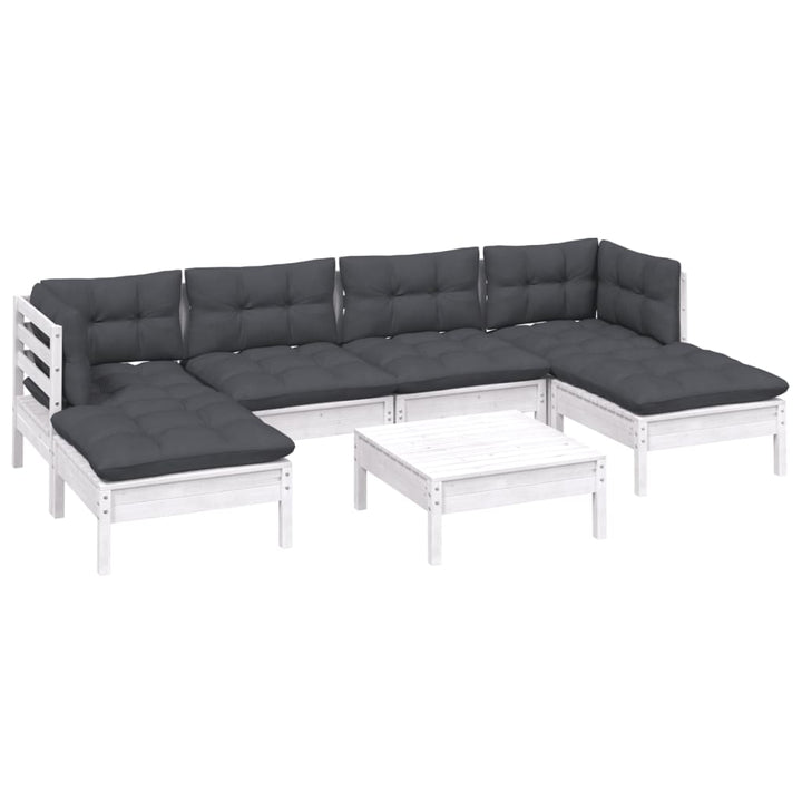 Loungegrupp Med Dynor 7 Delar Massiv Furu