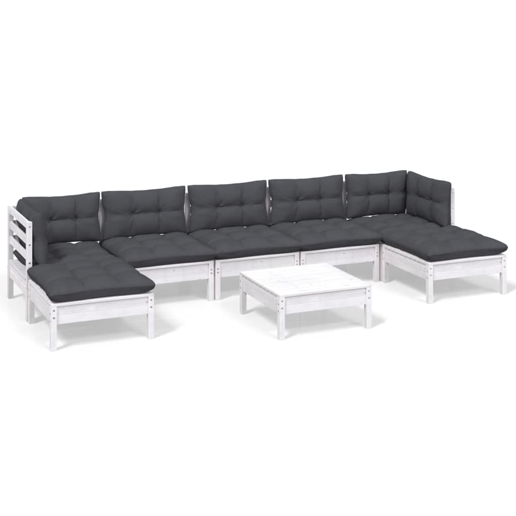 Loungegrupp Med Dynor 8 Delar Massiv Furu