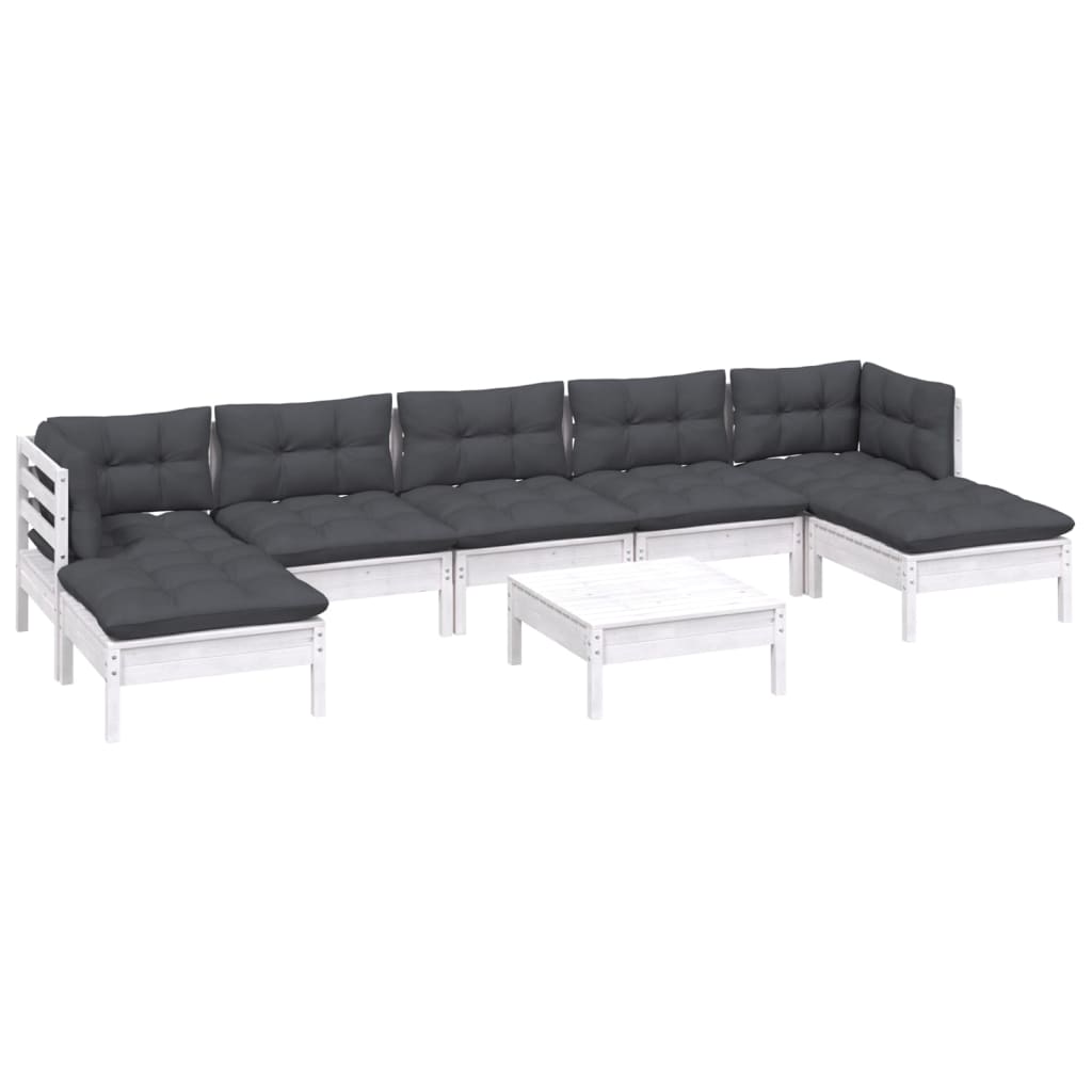 Loungegrupp Med Dynor 8 Delar Massiv Furu