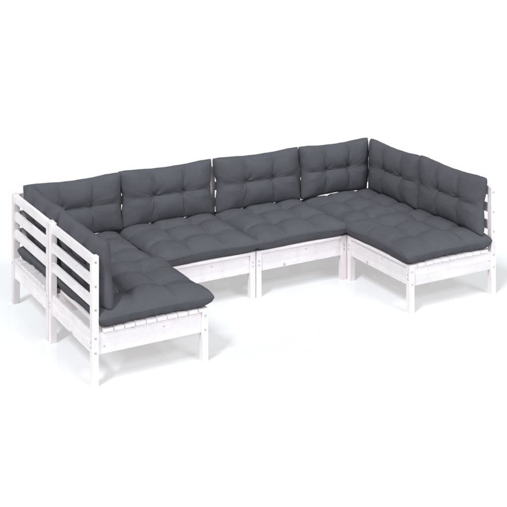 Loungegrupp Med Dynor 6 Delar Massiv Furu