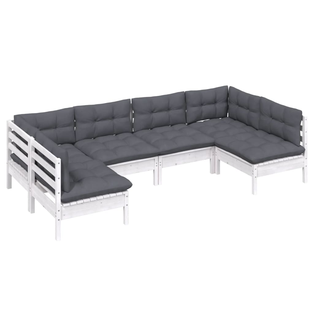 Loungegrupp Med Dynor 6 Delar Massiv Furu