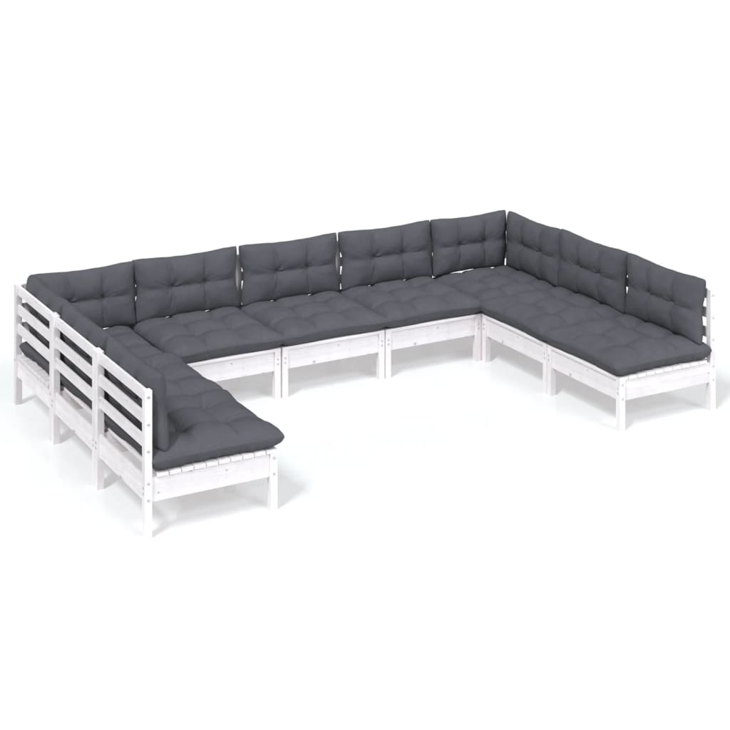 Loungegrupp Med Dynor 9 Delar Massiv Furu