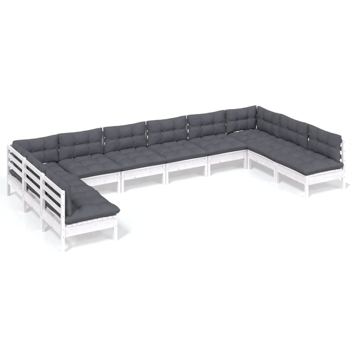 Loungegrupp Med Dynor 10 Delar Massiv Furu